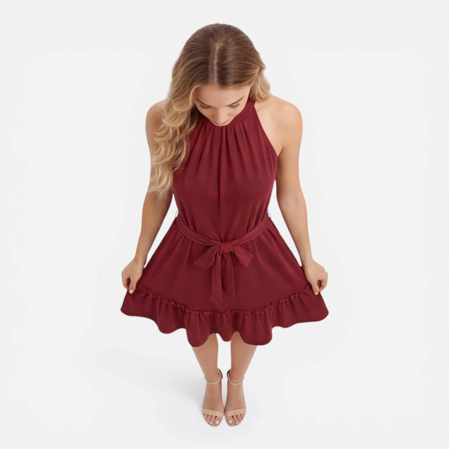 Abito Mini Donna Estivo Collo all'Americana Elegante