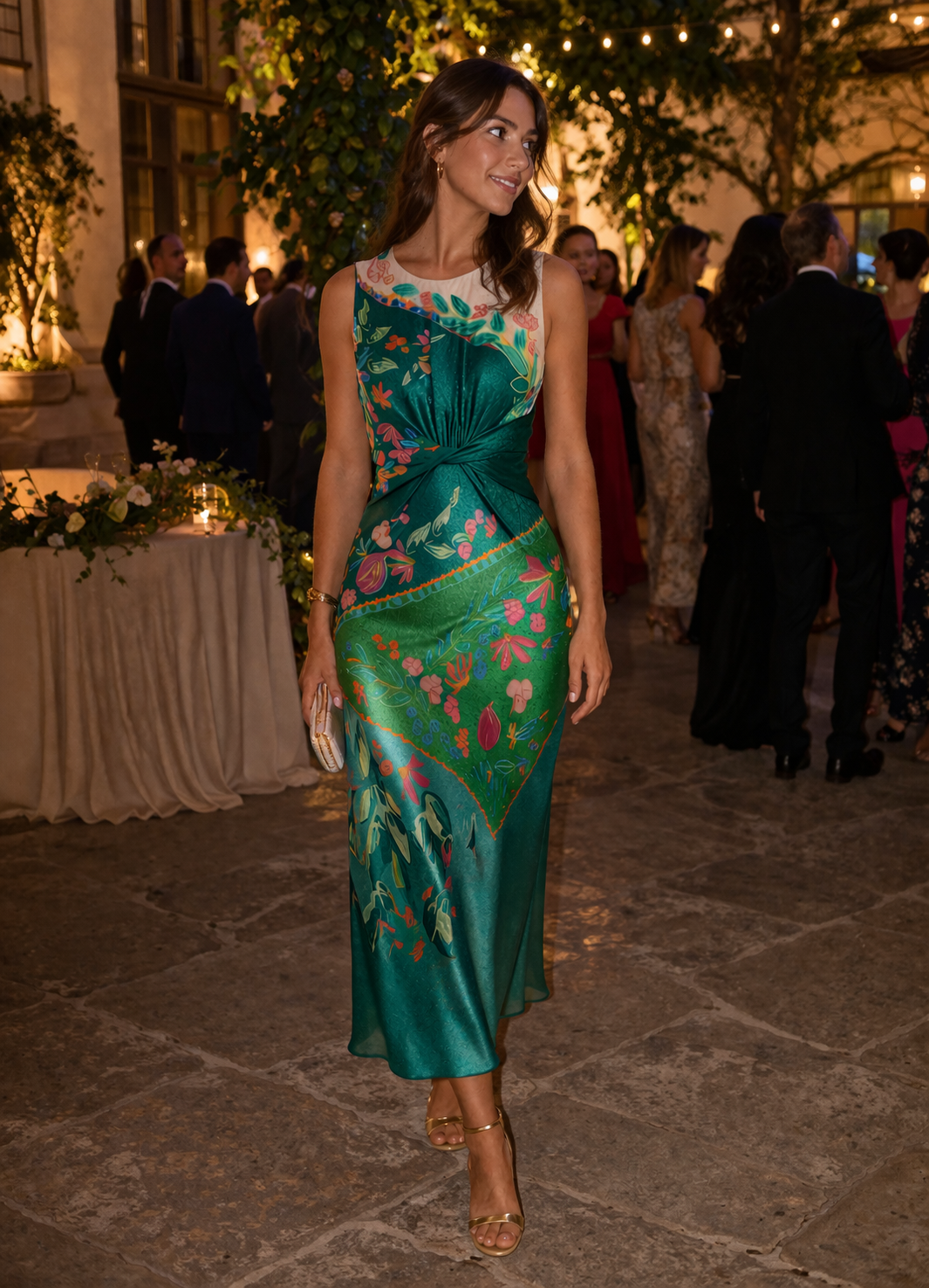 Aurazio Vestito Midi Stampato Elegante Da Donna