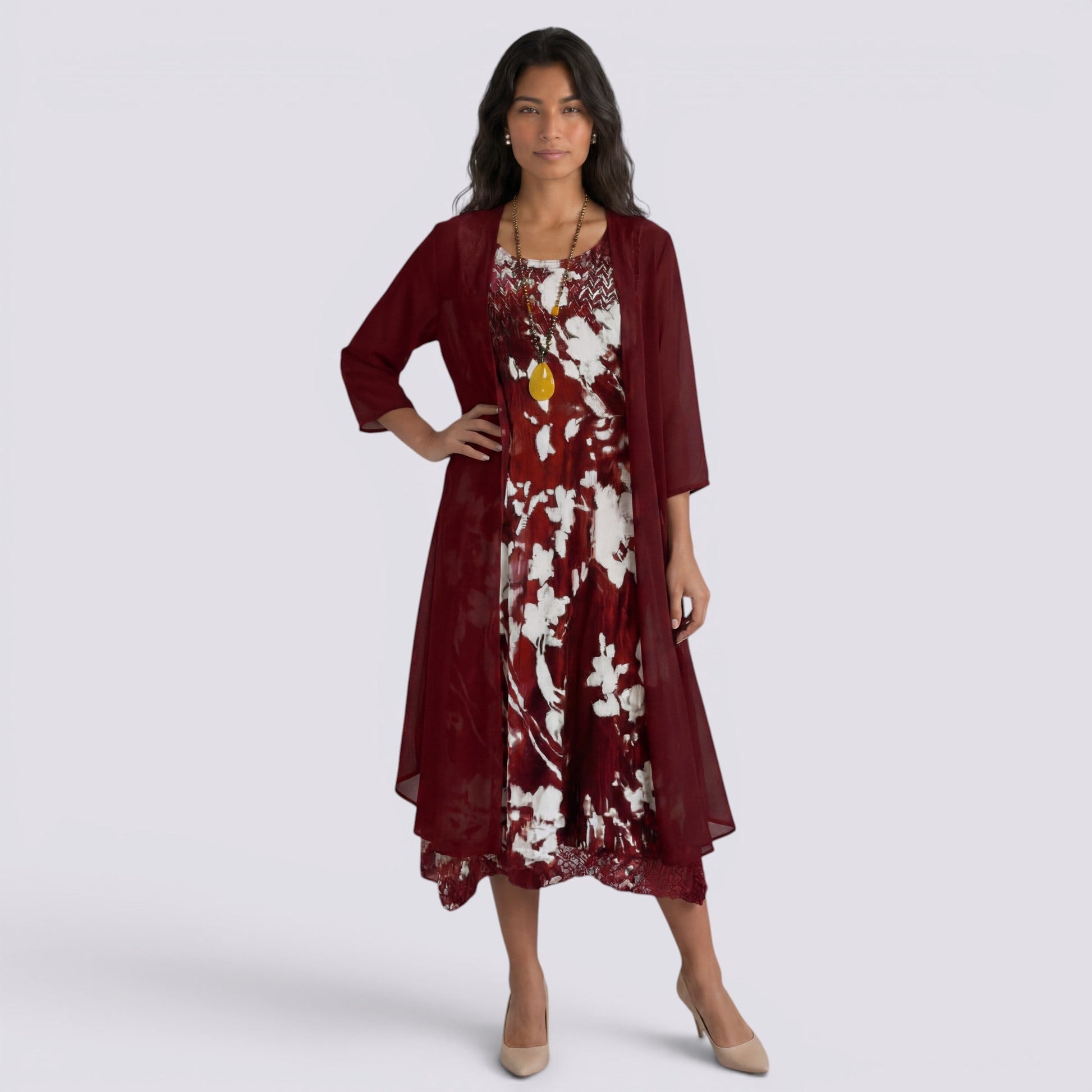 Abito Lungo Donna Estivo Due Pezzi Elegante Fluido