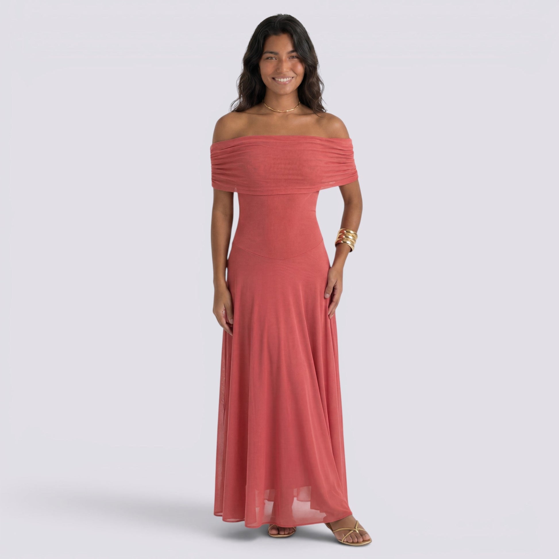 Abito Lungo Donna Estivo Spalle Scoperte Elegante