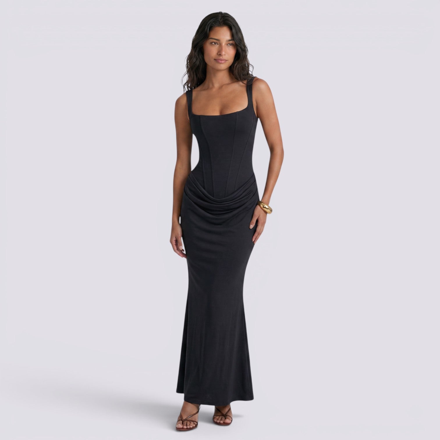 Abito Donna Elegante Plissettato da Cerimonia