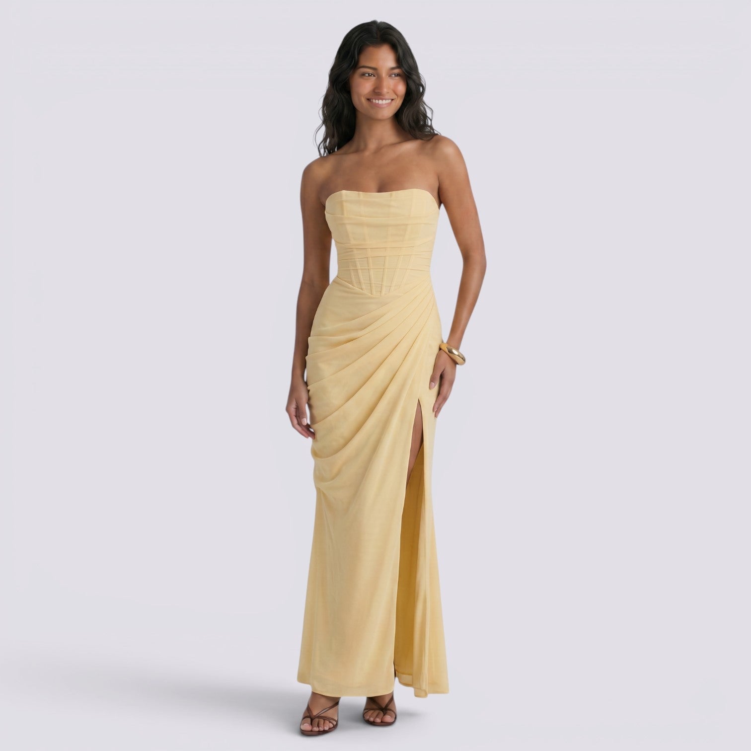 Abito Donna Elegante Plissettato da Cerimonia