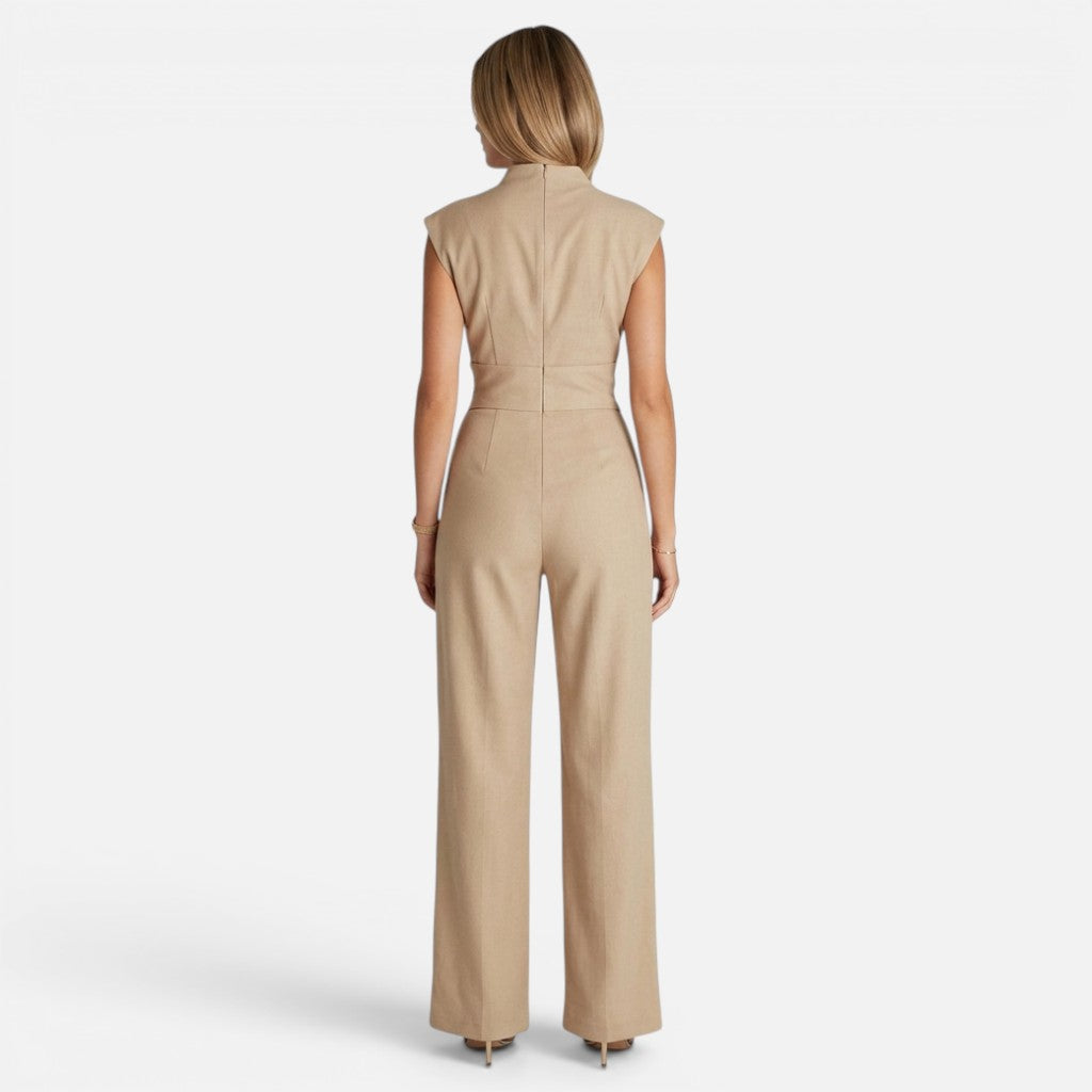 Tuta Donna Elegante Scollo a V Drappeggio Fluido