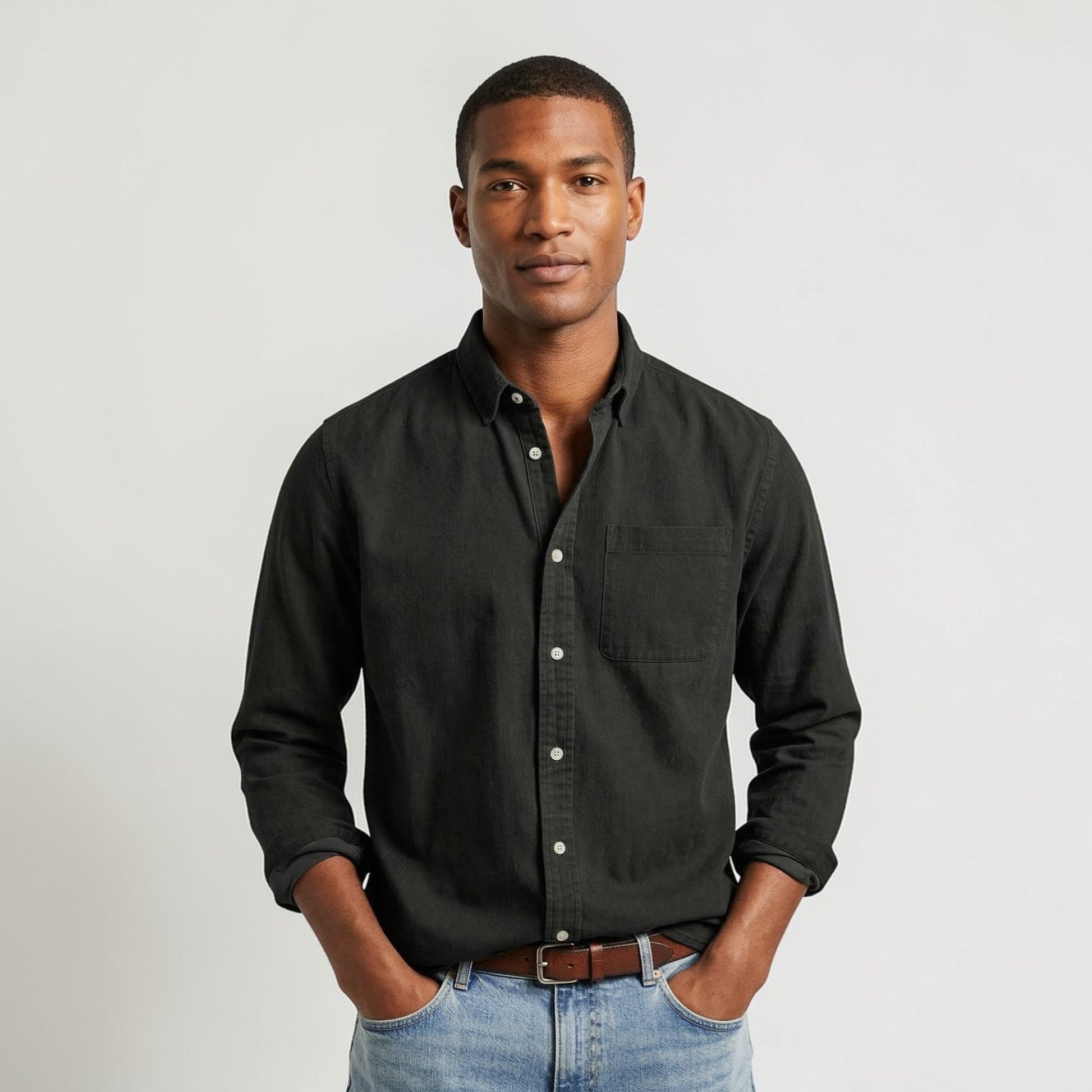 Camicia Uomo Maniche Lunghe Classica con Bottoni Casual