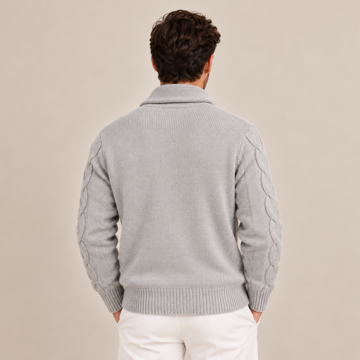 Cardigan Uomo a Trecce con Bottoni in Maglia Classico