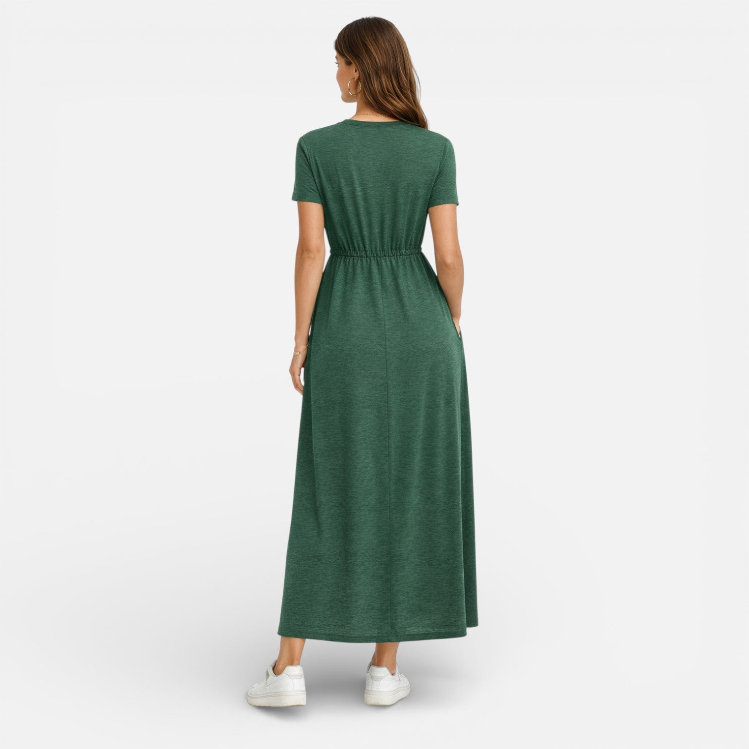 Abito Lungo Donna in Cotone Manica Corta Estivo Classico