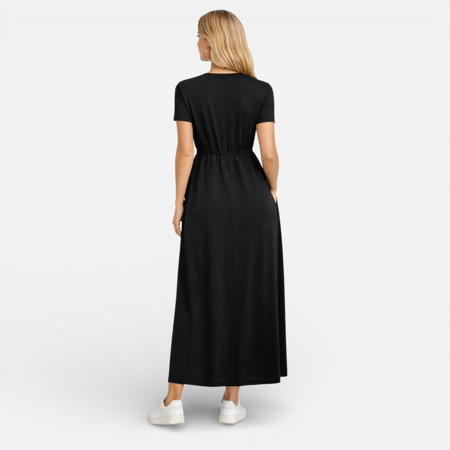 Abito Lungo Donna in Cotone Manica Corta Estivo Classico