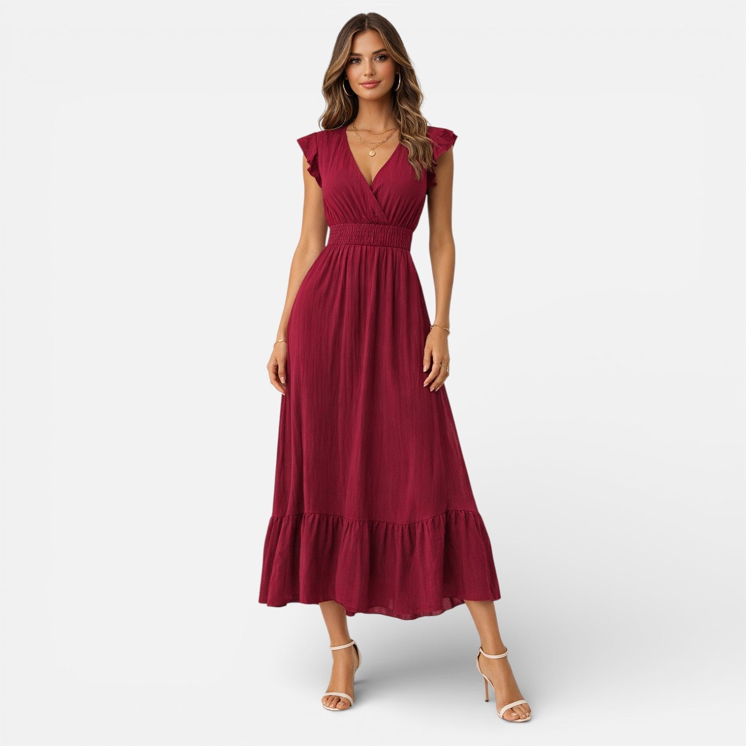 Abito Lungo Donna Smanicato a Portafoglio Elegante