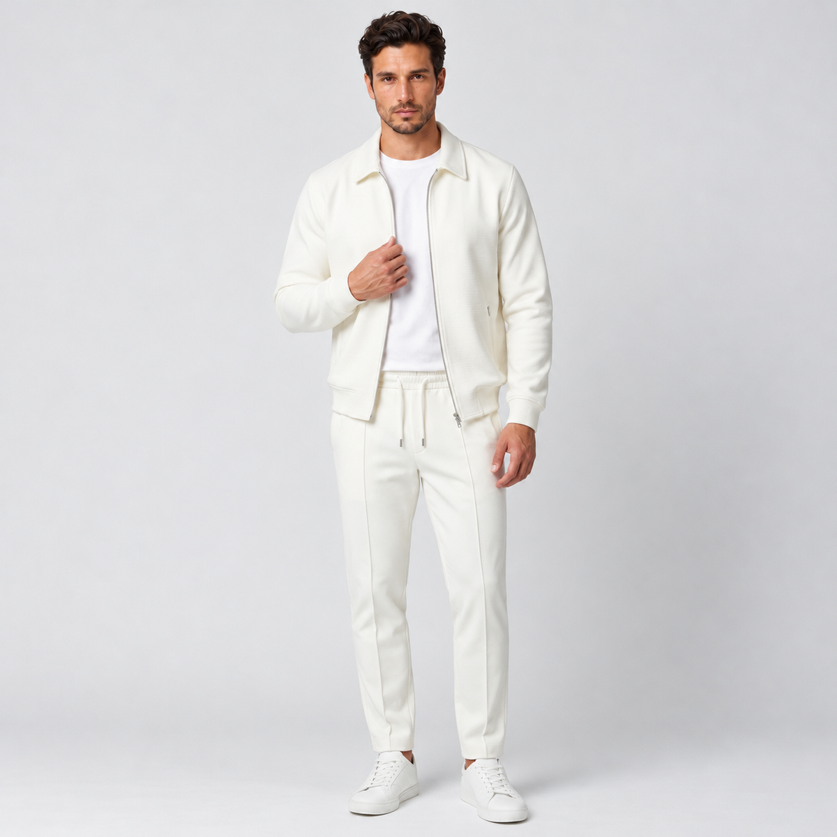 Completo Uomo Giacca e Pantaloni Misto Cotone Slim Fit Coordinato