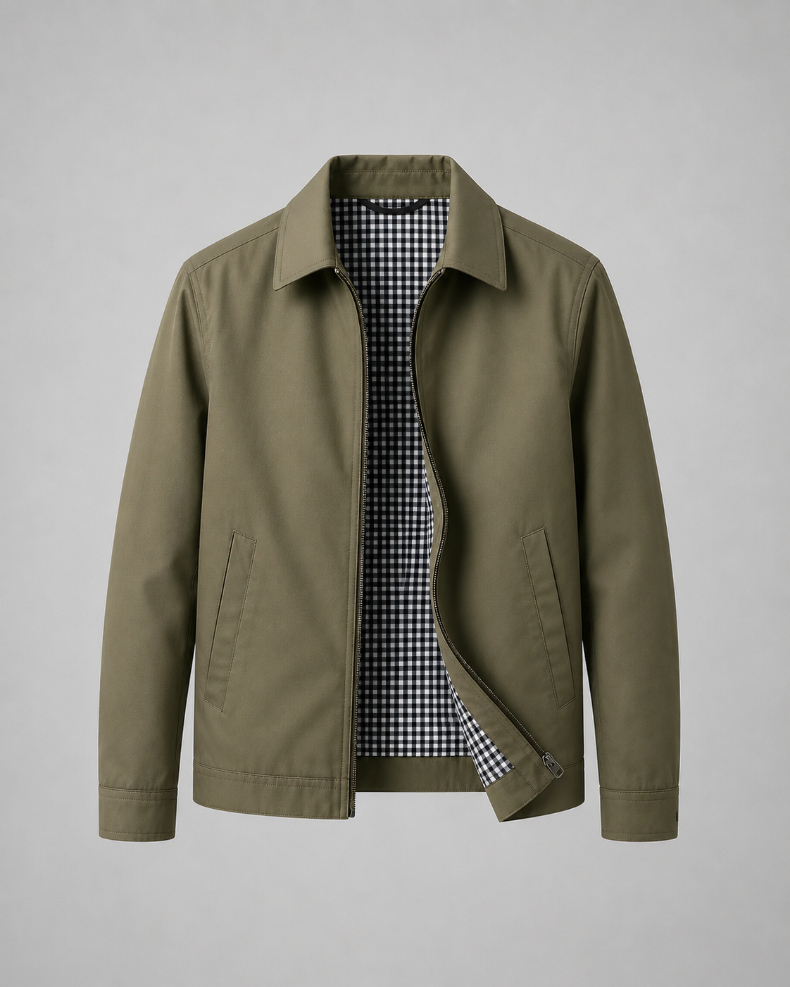 Giacca Harrington Uomo Leggera con Fodera a Quadri