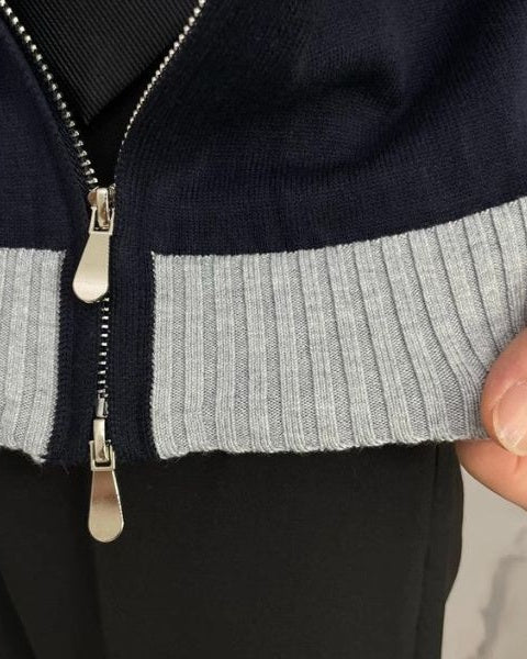 Aurazio Maglione con zip da uomo in maglia fine