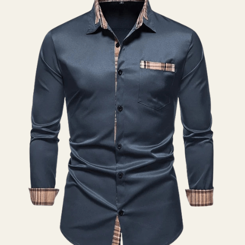 Camicia Uomo a Quadri con Bottoni Misto Versatile