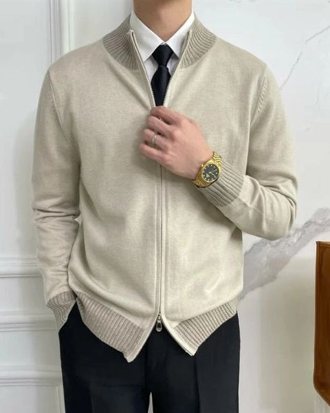 Aurazio Maglione con zip da uomo in maglia fine