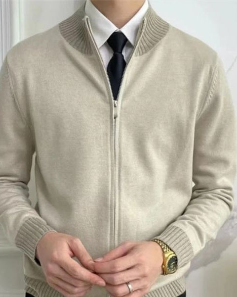 Aurazio Maglione con zip da uomo in maglia fine