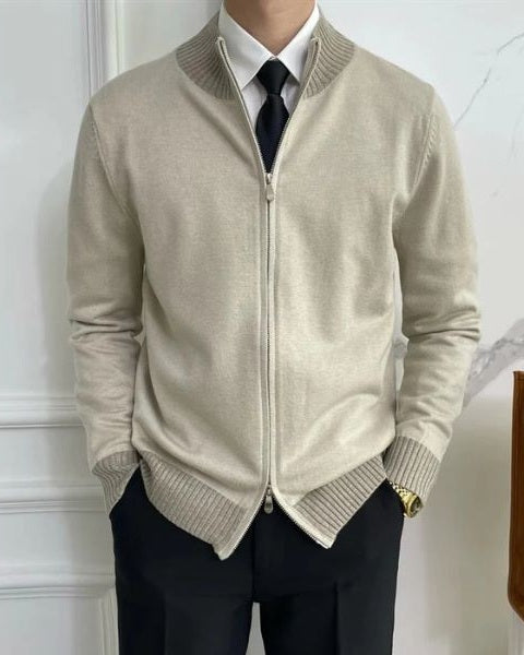 Aurazio Maglione con zip da uomo in maglia fine