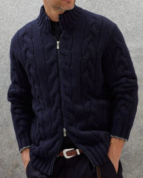 Aurazio Maglione lavorato a trecce con zip da uomo