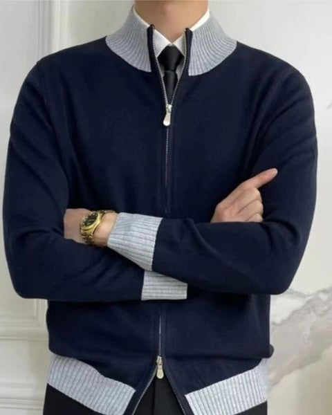 Aurazio Maglione con zip da uomo in maglia fine