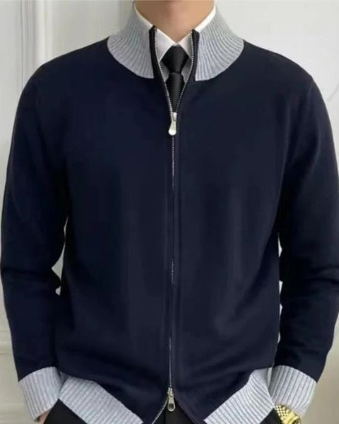 Aurazio Maglione con zip da uomo in maglia fine