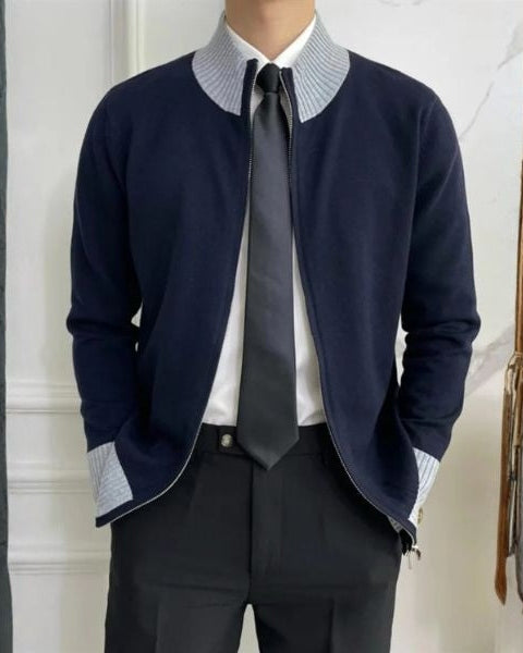 Aurazio Maglione con zip da uomo in maglia fine