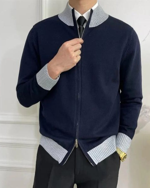 Aurazio Maglione con zip da uomo in maglia fine