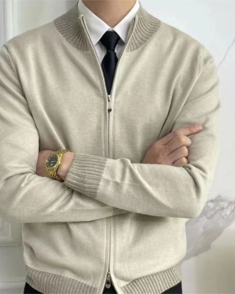 Aurazio Maglione con zip da uomo in maglia fine