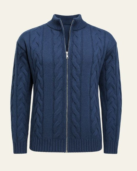 Aurazio Maglione lavorato a trecce con zip da uomo