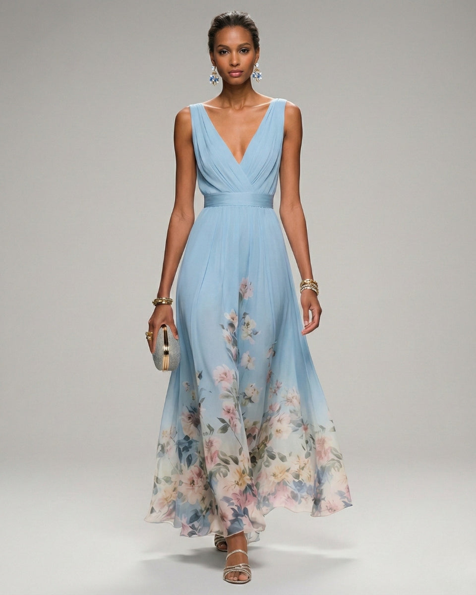 Aurazio Abito Lungo con Scollo a V da Donna