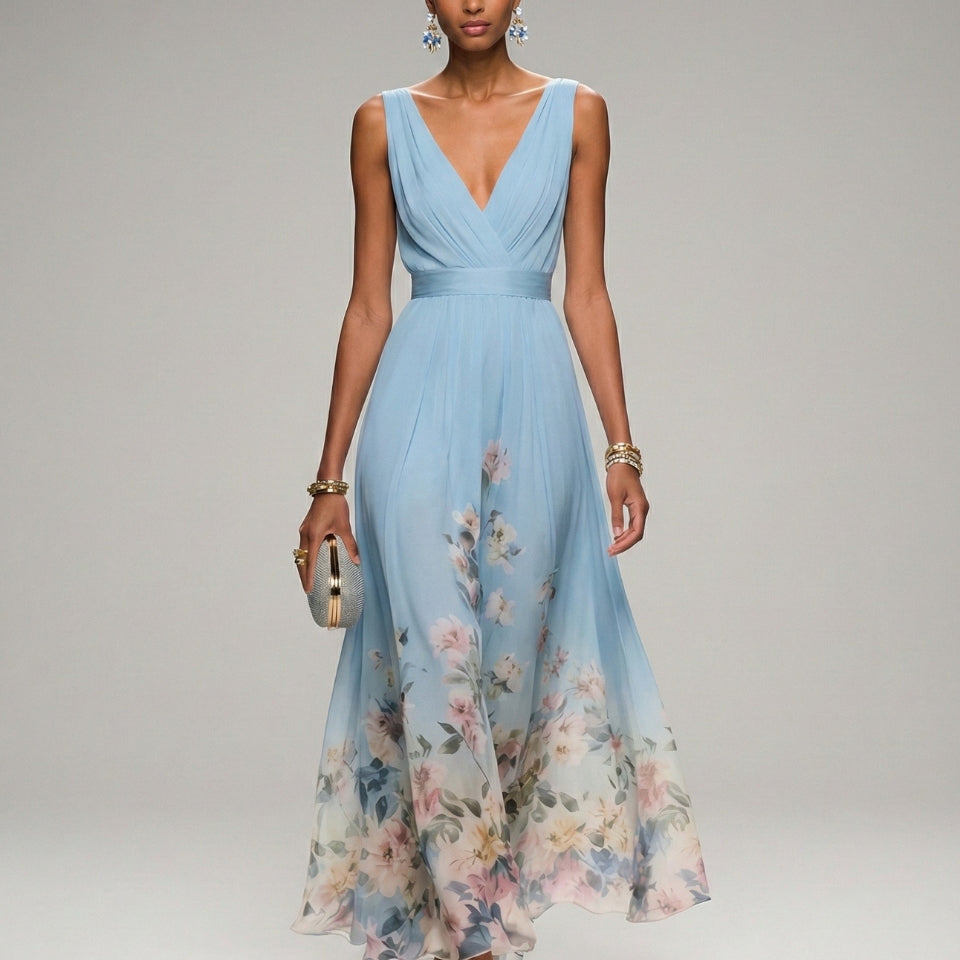 Aurazio Abito Lungo con Scollo a V da Donna