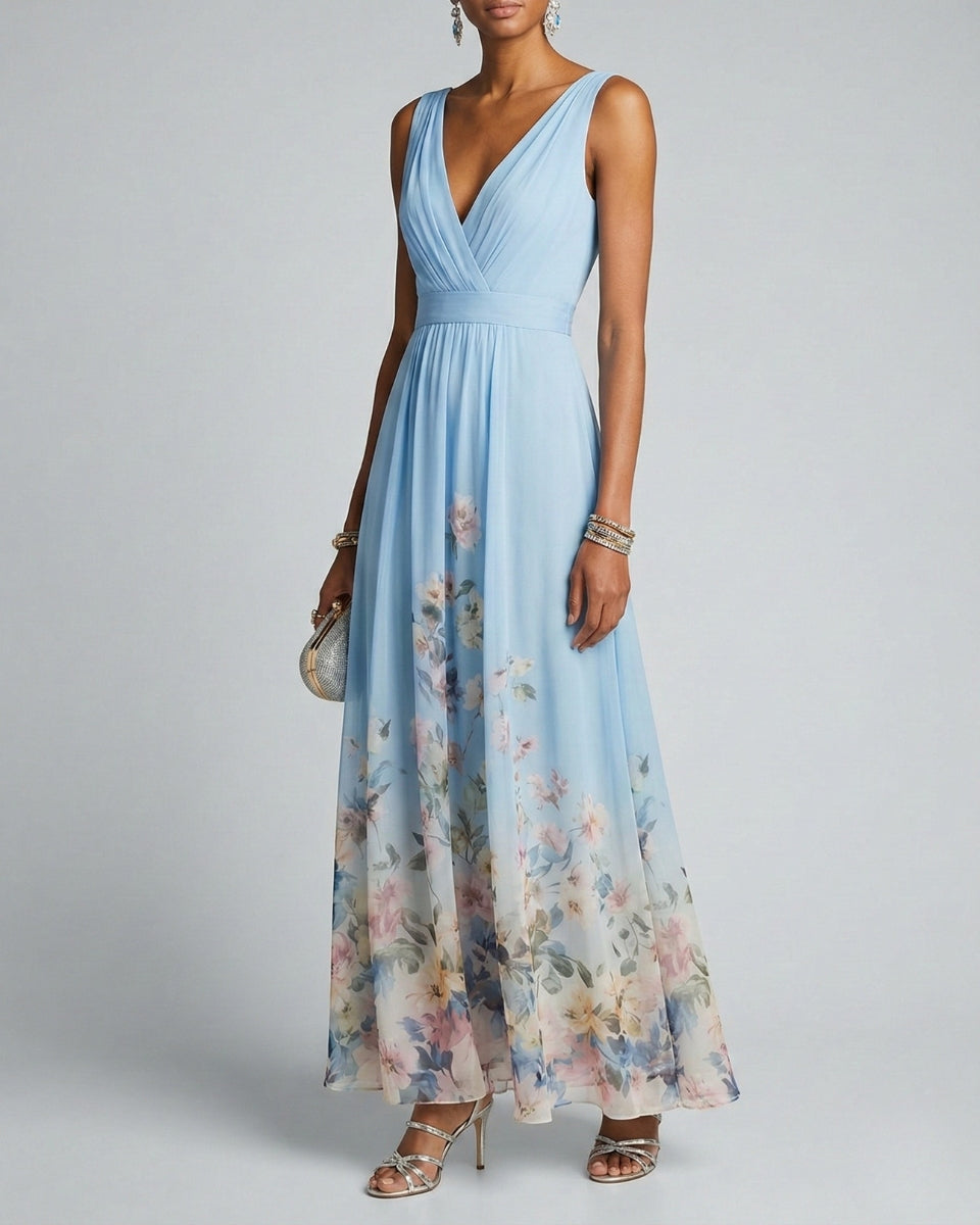 Aurazio Abito Lungo con Scollo a V da Donna