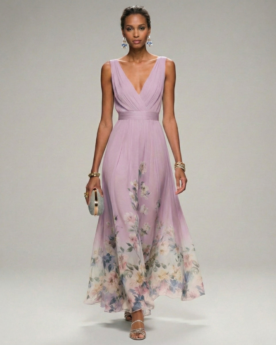 Aurazio Abito Lungo con Scollo a V da Donna