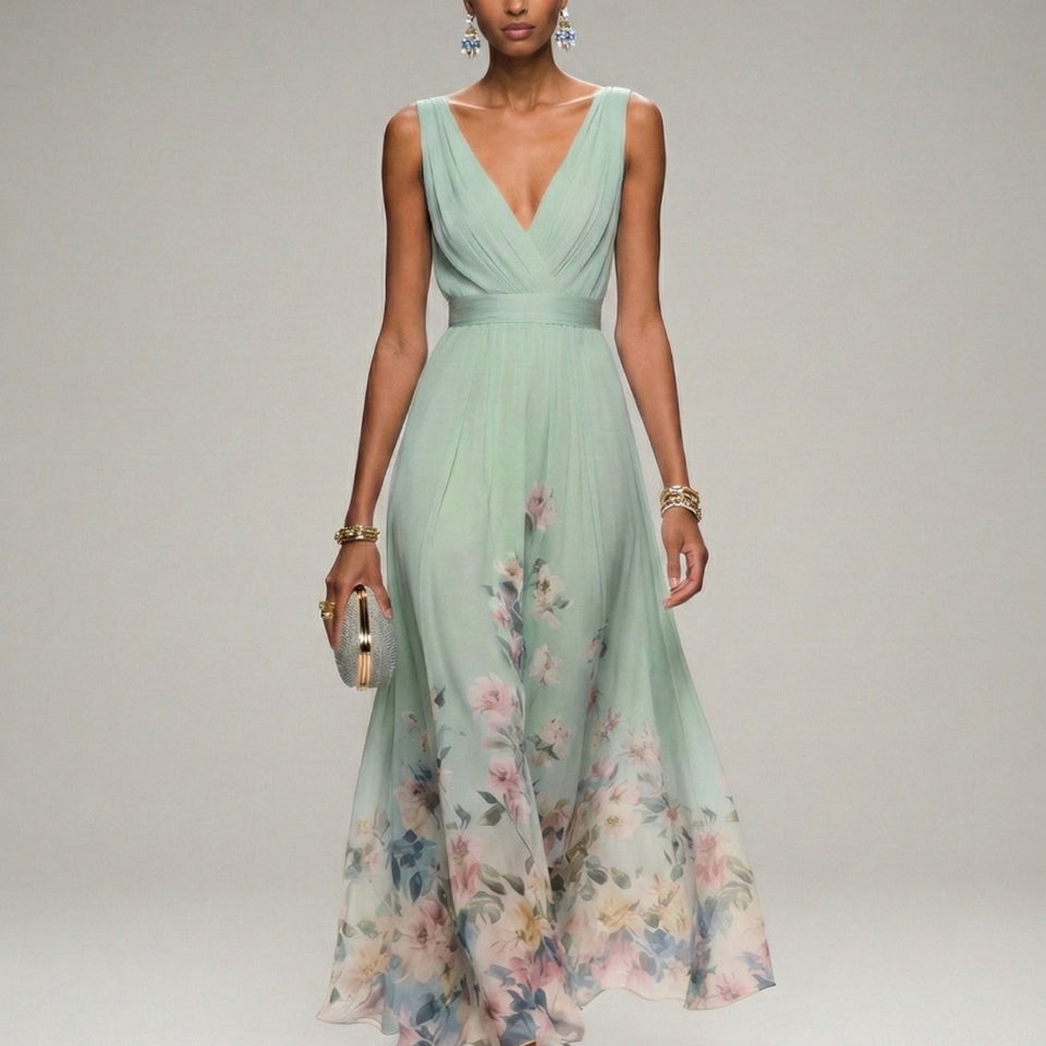 Aurazio Abito Lungo con Scollo a V da Donna