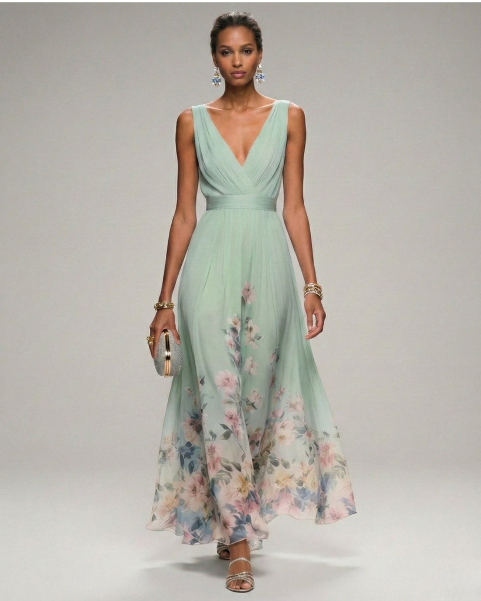 Aurazio Abito Lungo con Scollo a V da Donna