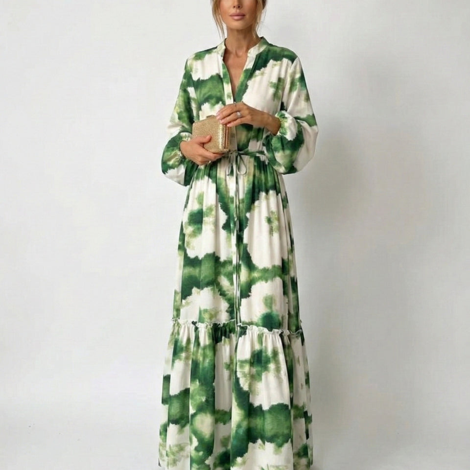 Abito Lungo Donna con Cintura Fluido Elegante Raffinato