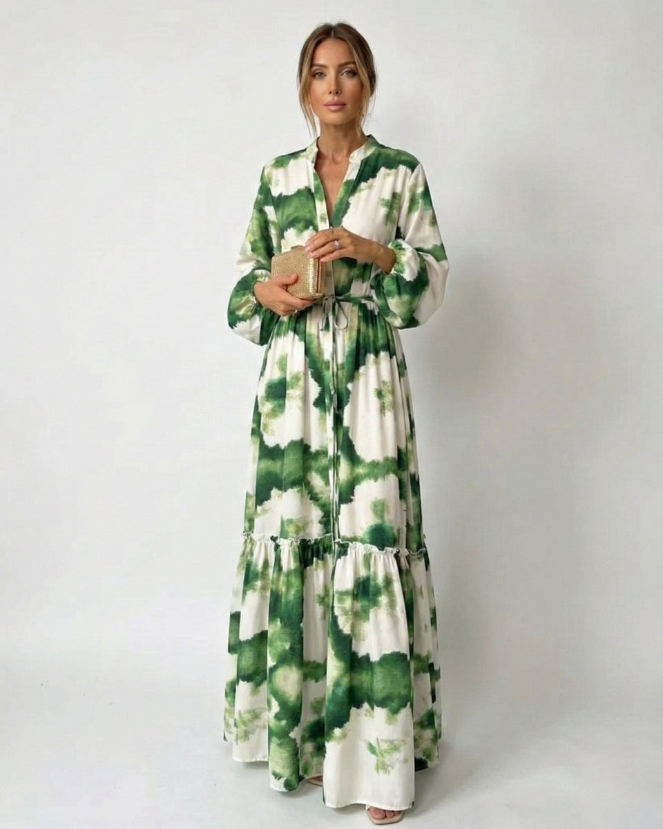 Abito Lungo Donna con Cintura Fluido Elegante Raffinato