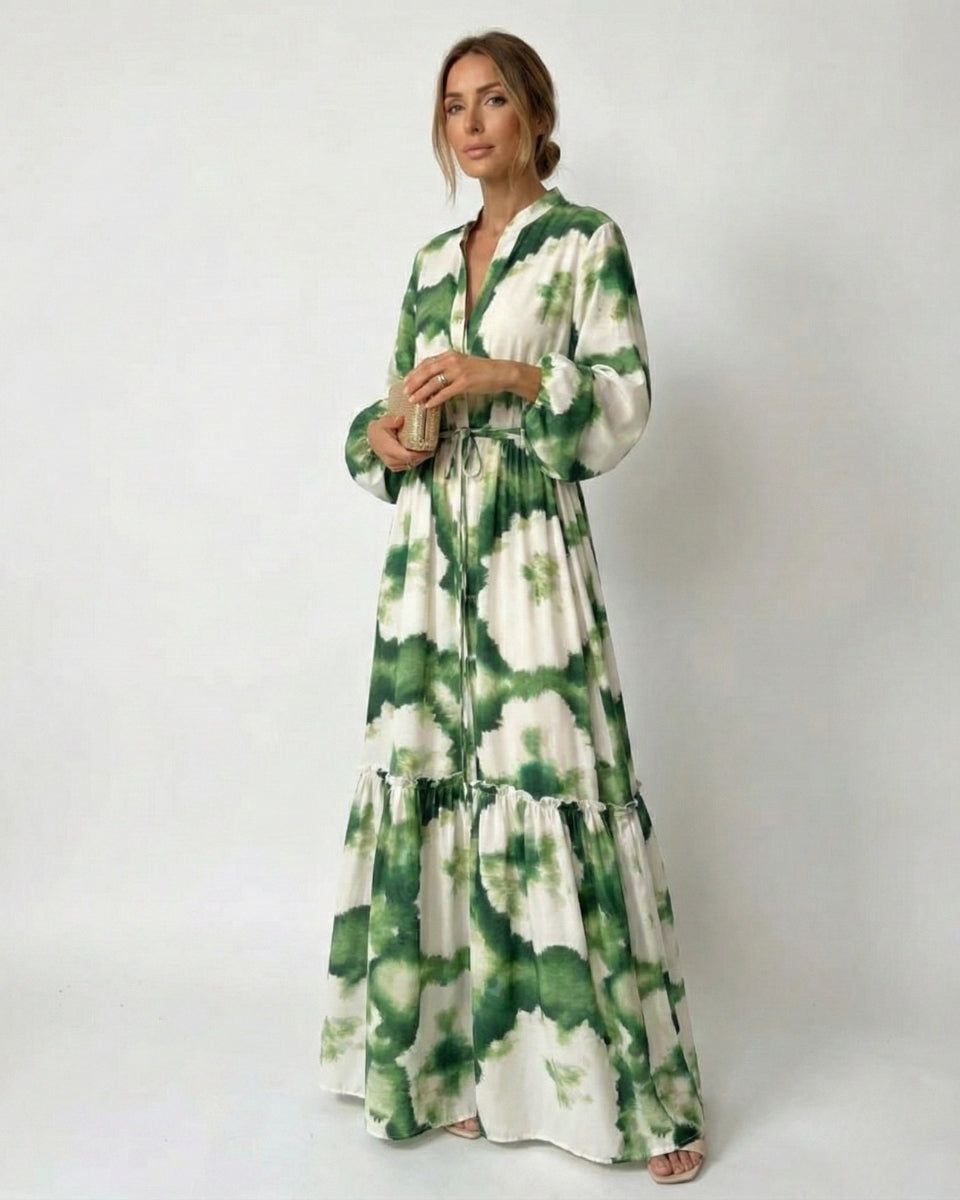 Abito Lungo Donna con Cintura Fluido Elegante Raffinato