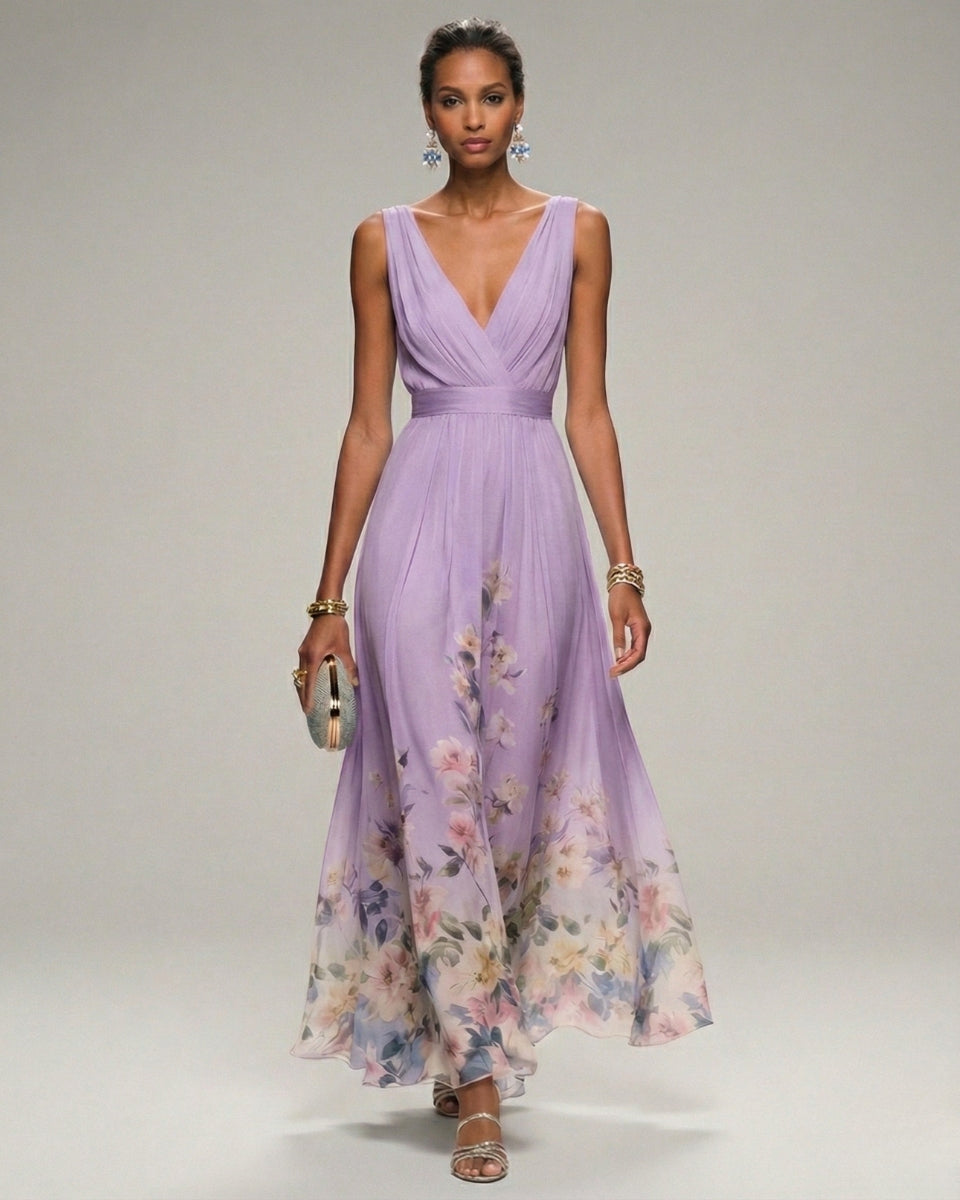 Aurazio Abito Lungo con Scollo a V da Donna