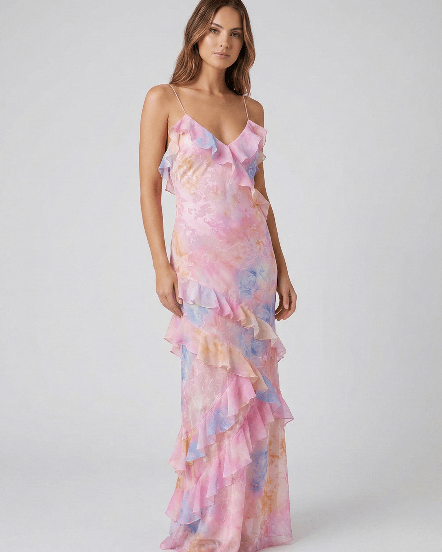 Aurazio Abito Lungo con Volant per Donna