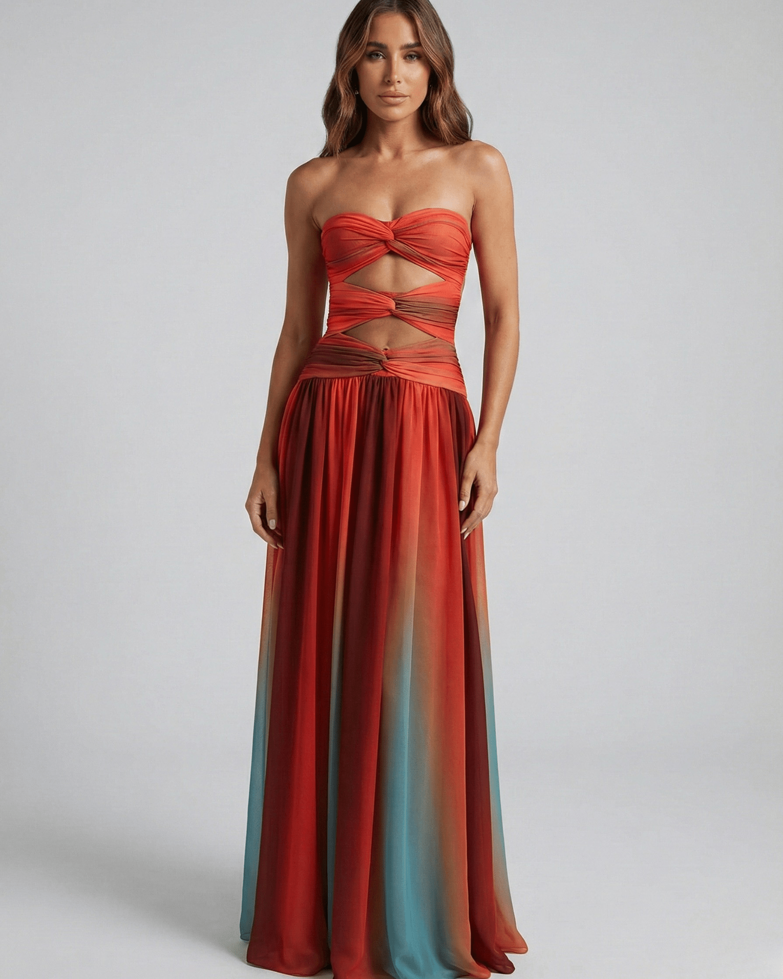 Aurazio Abito Lungo con Tagliature per Donna