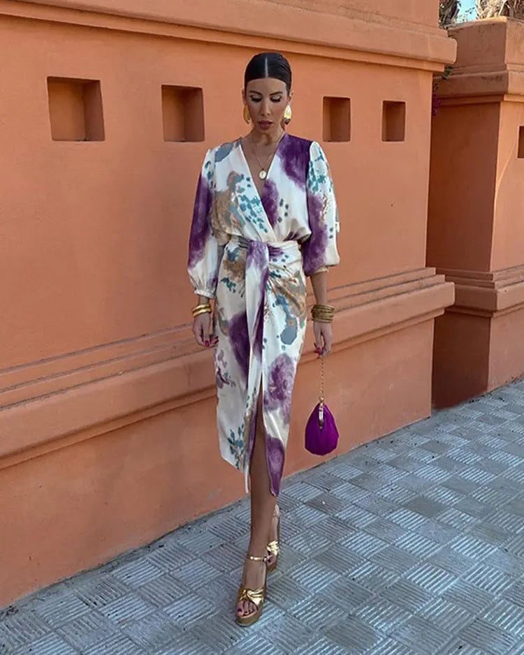 Aurazio Vestito Midi Con Scollo a V Da Donna