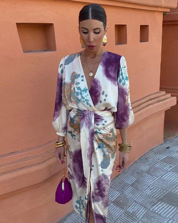 Aurazio Vestito Midi Con Scollo a V Da Donna