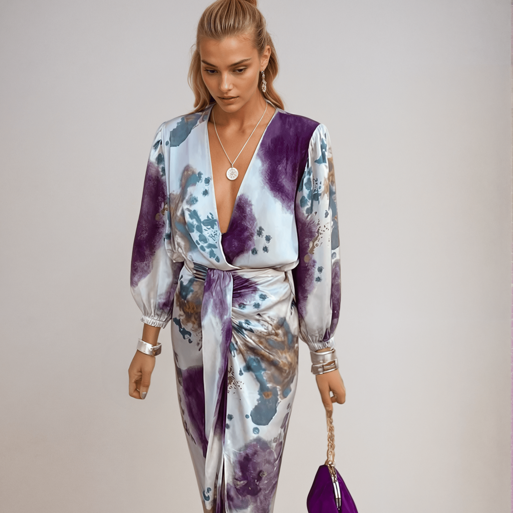 Aurazio Vestito Midi Con Scollo a V Da Donna