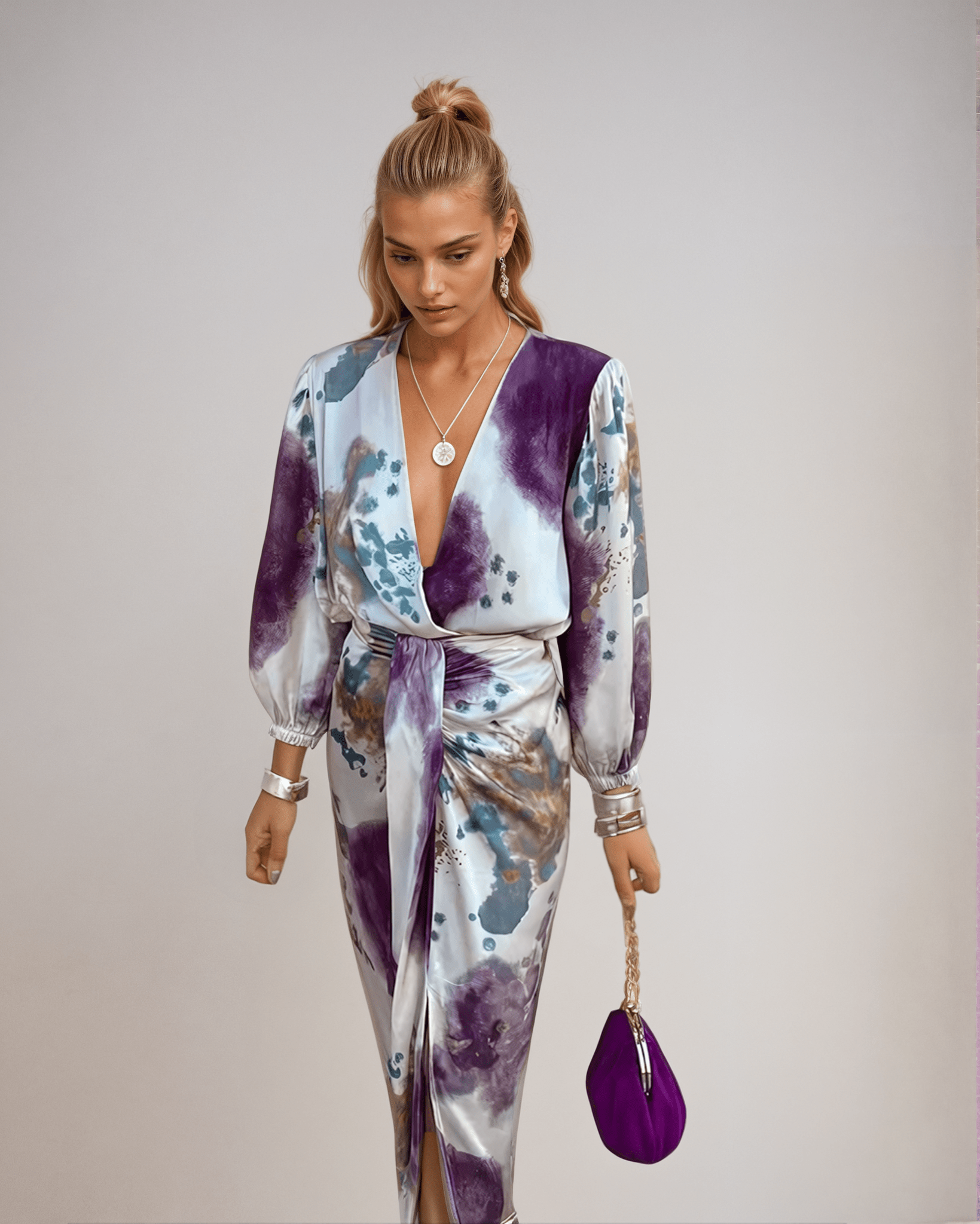 Aurazio Vestito Midi Con Scollo a V Da Donna