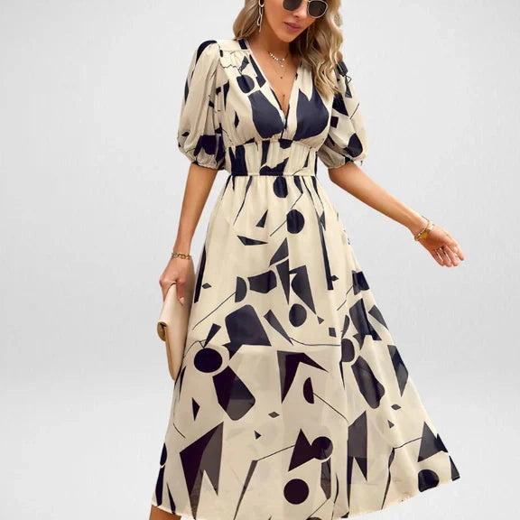 Aurazio Abito Midi con Maniche a Sbuffo da Donna