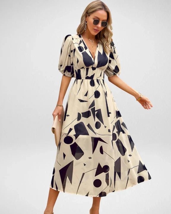 Aurazio Abito Midi con Maniche a Sbuffo da Donna