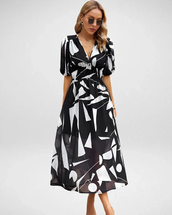 Aurazio Abito Midi con Maniche a Sbuffo da Donna