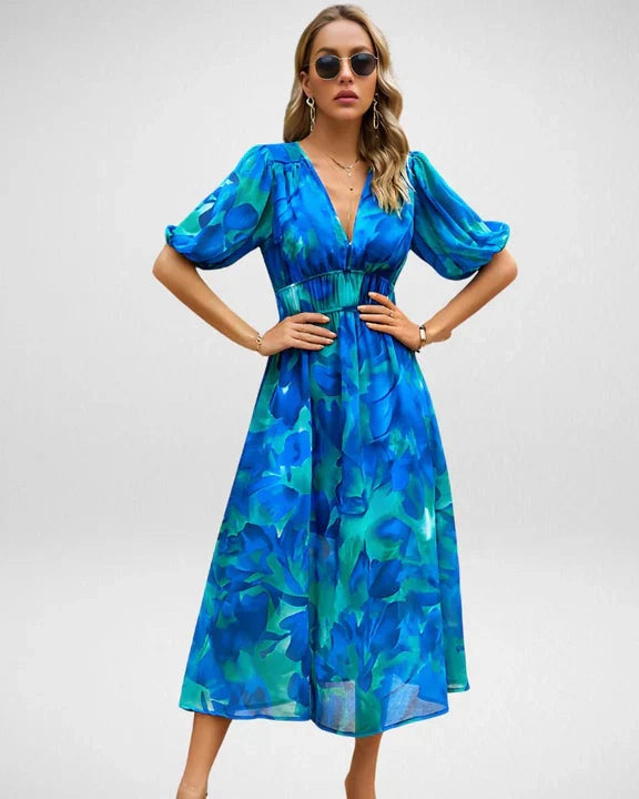 Aurazio Abito Midi con Maniche a Sbuffo da Donna