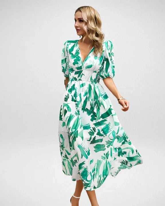 Aurazio Abito Midi con Maniche a Sbuffo da Donna