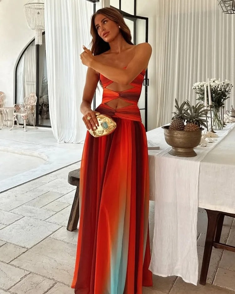 Aurazio Abito Lungo con Tagliature per Donna