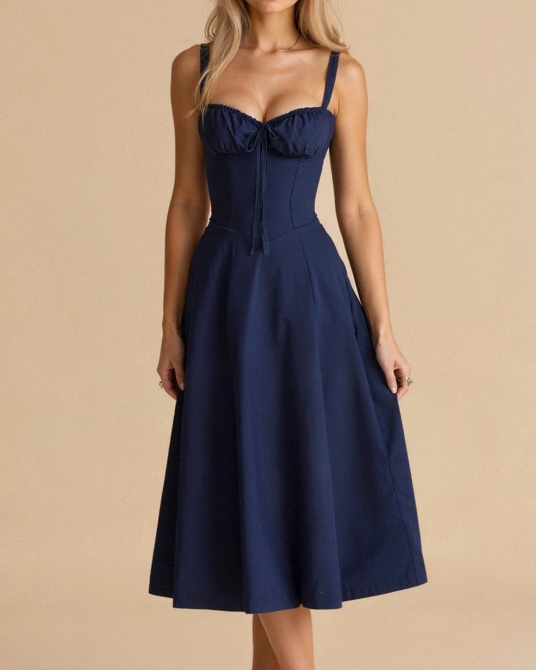 Aurazio Vestito Midi con Busto Arricciato da Donna