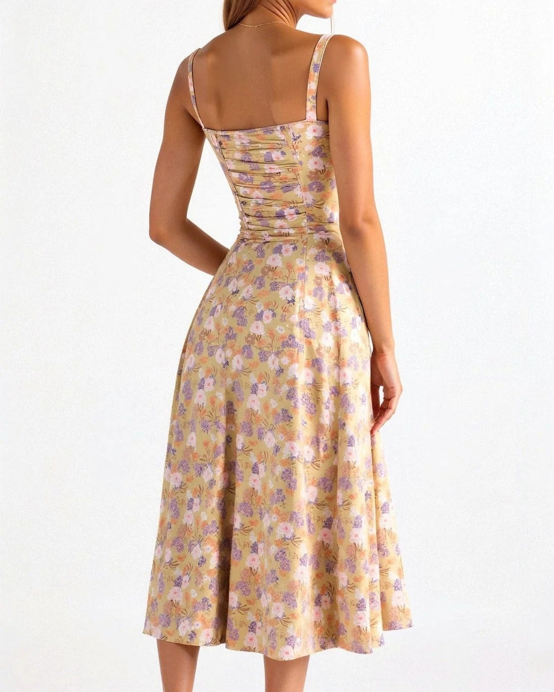 Aurazio Vestito Midi con Busto Arricciato da Donna